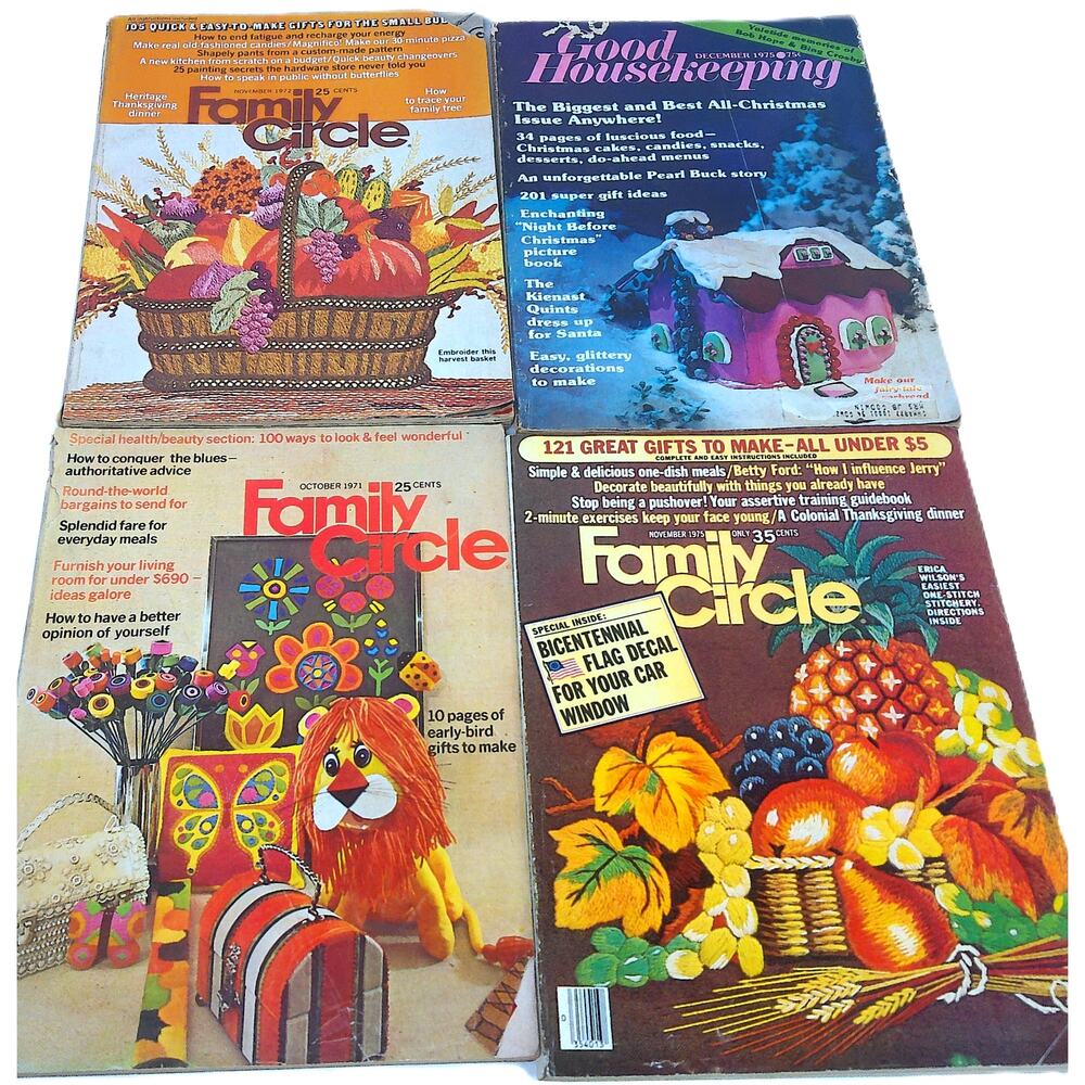 Family Circle Good Housekeeping Magazines Holiday 1971 1972 1975 Set of 4